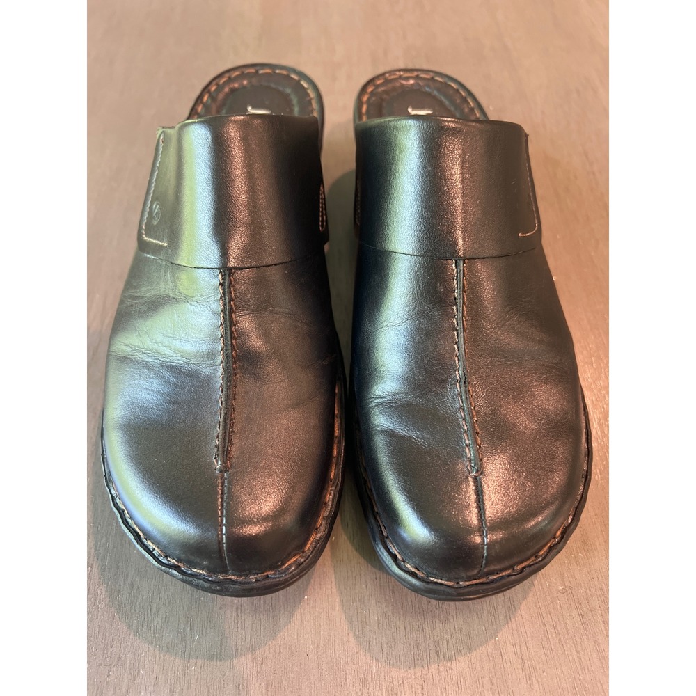 Josef Seibel Black Leather‎ Clogs Mules Women 41 European Comfort Shoes Flaw